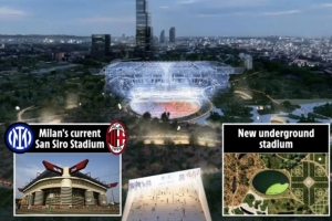 太阳报：米兰双雄公布新球场计划，将建造一座地下球场取代圣西罗